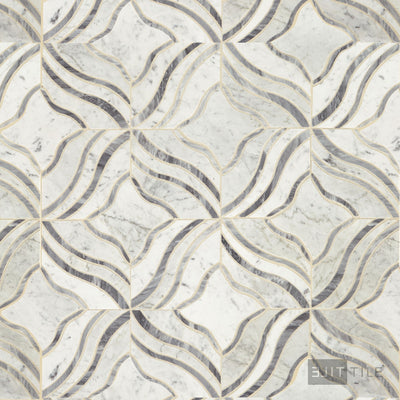 Lavaliere Natural Stone Mosaic 11X11 Carrara White/Bardiglio Polished