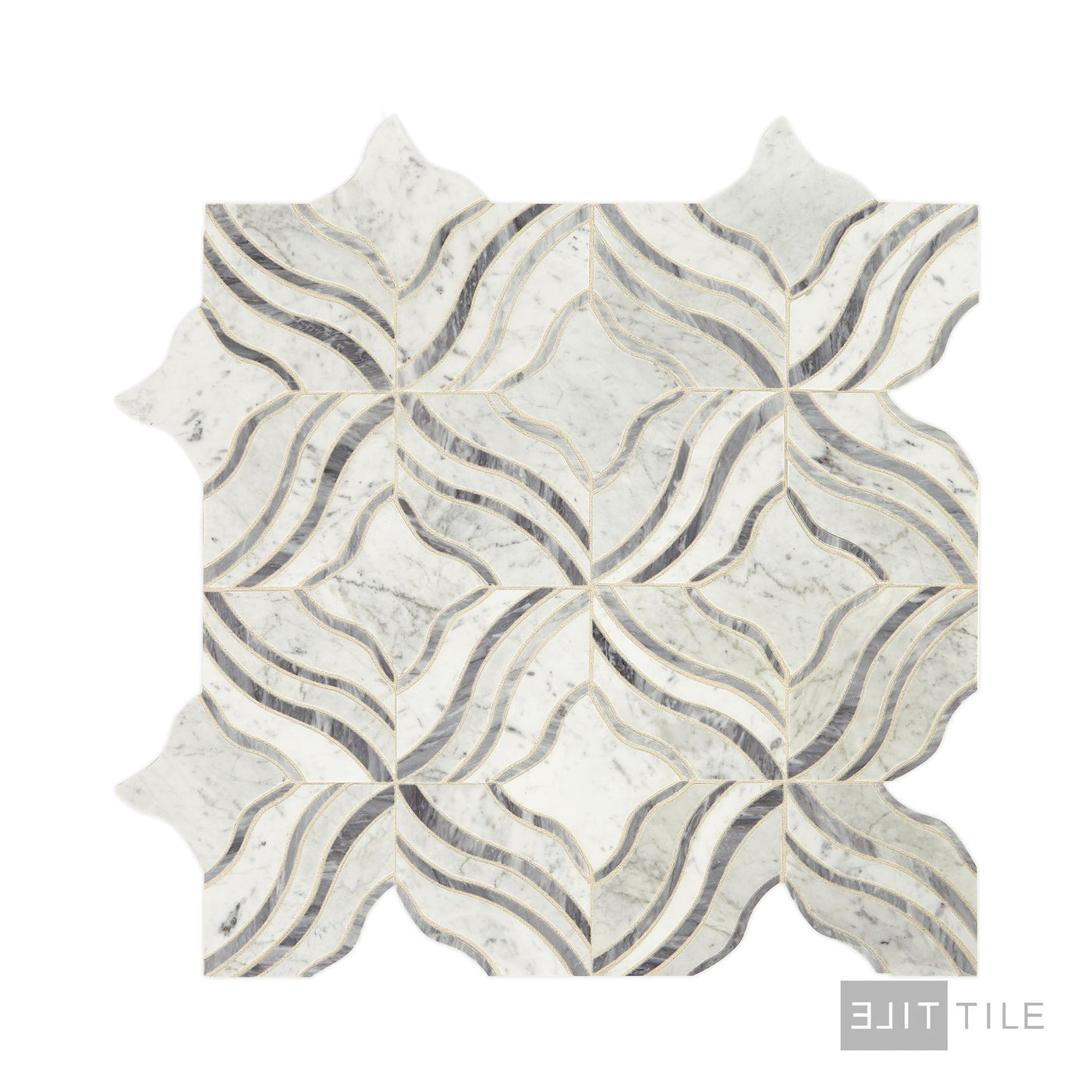 Lavaliere Natural Stone Mosaic 11X11 Carrara White/Bardiglio Polished