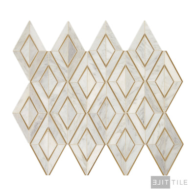 Lavaliere Natural Stone Mosaic 12X10 First Snow Elegance/Brass Polished