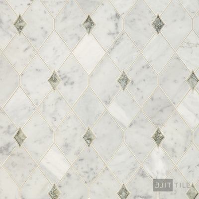 Lavaliere Natural Stone Mosaic 12X10 Carrara White/Antique Mirror Polished