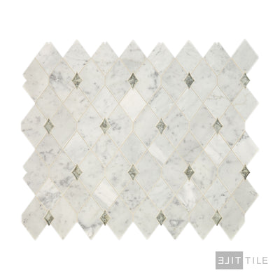 Lavaliere Natural Stone Mosaic 12X10 Carrara White/Antique Mirror Polished