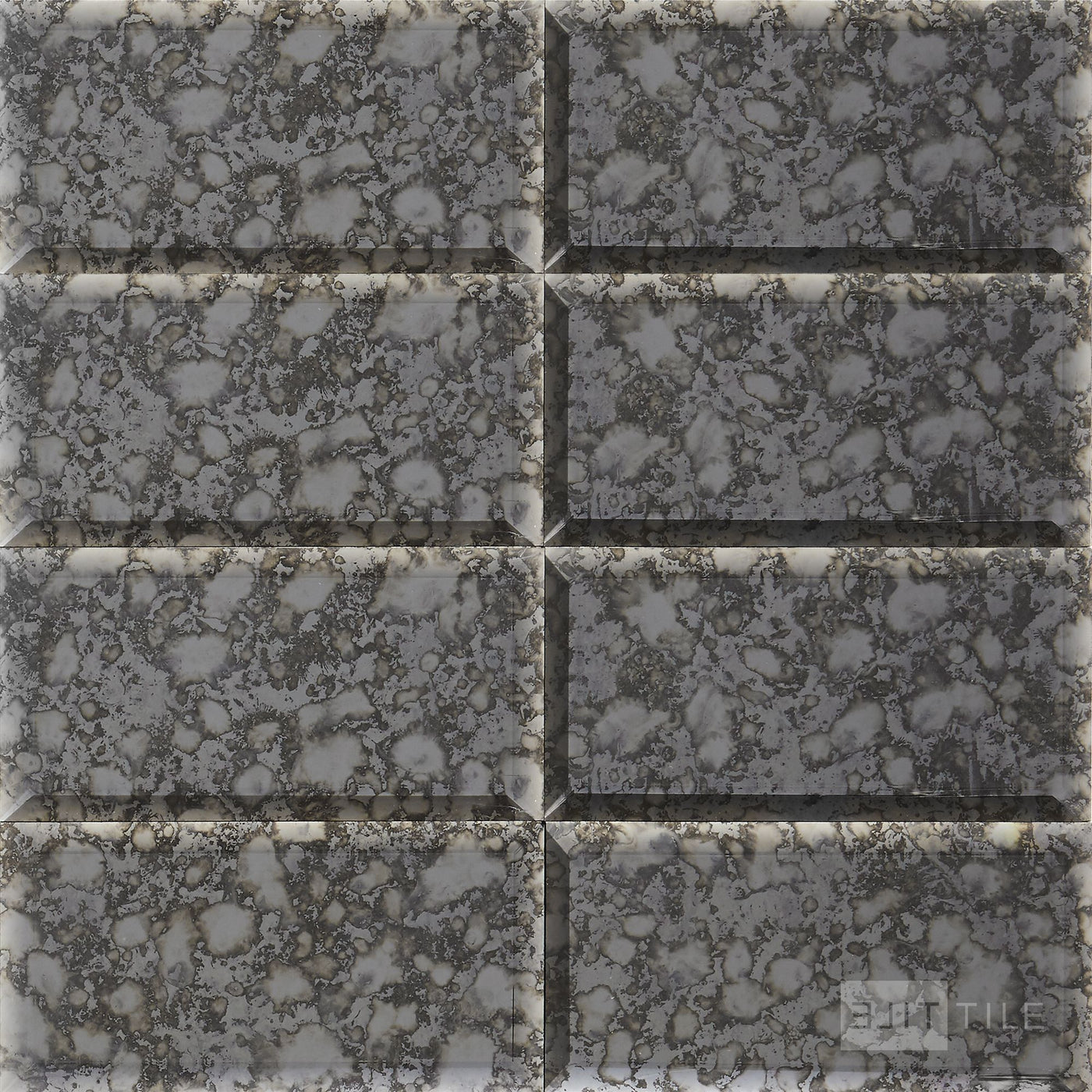 Lavaliere 3X6 Natural Stone Mosaic 12X12 Black Antique Mirror Polished