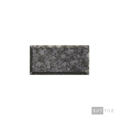 Lavaliere 3X6 Natural Stone Mosaic 12X12 Black Antique Mirror Polished