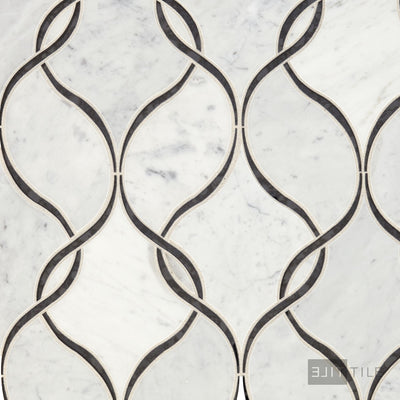 Lavaliere Natural Stone Mosaic 12X13 Carrara White/Black Ant Mirror Polished