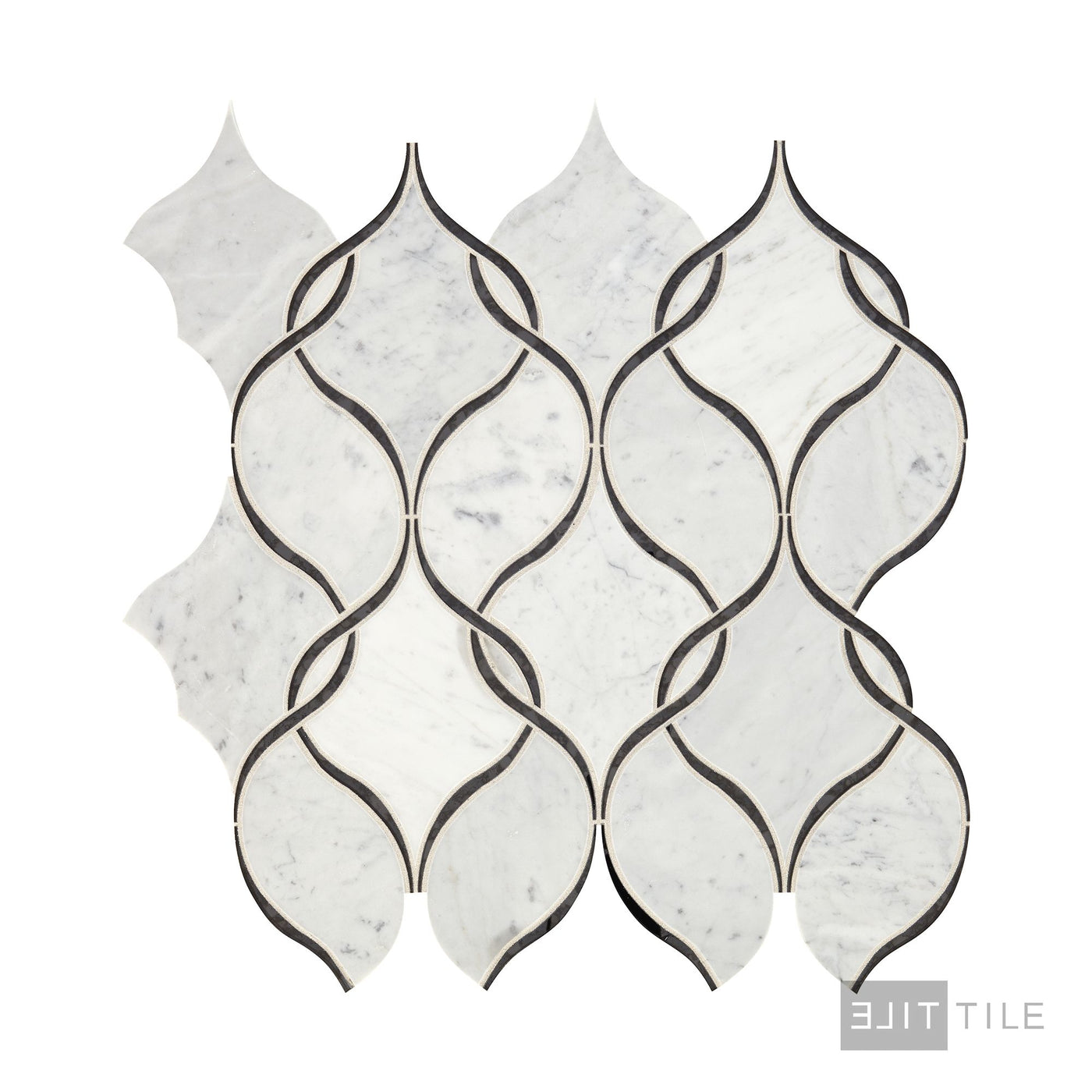 Lavaliere Natural Stone Mosaic 12X13 Carrara White/Black Ant Mirror Polished