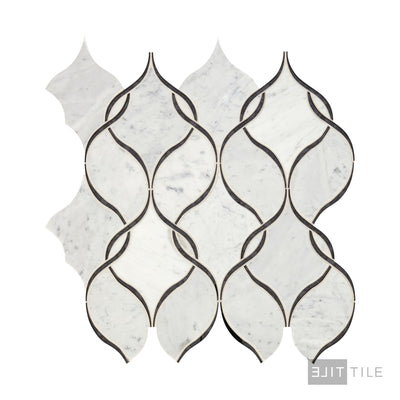 Lavaliere Natural Stone Mosaic 12X13 Carrara White/Black Ant Mirror Polished