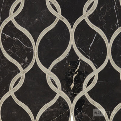 Lavaliere Natural Stone Mosaic 12X13 Nero Marquina /Antique Mirror Polished