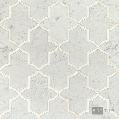 Lavaliere Natural Stone Mosaic 13X12 Carrara White/Thassos White Polished