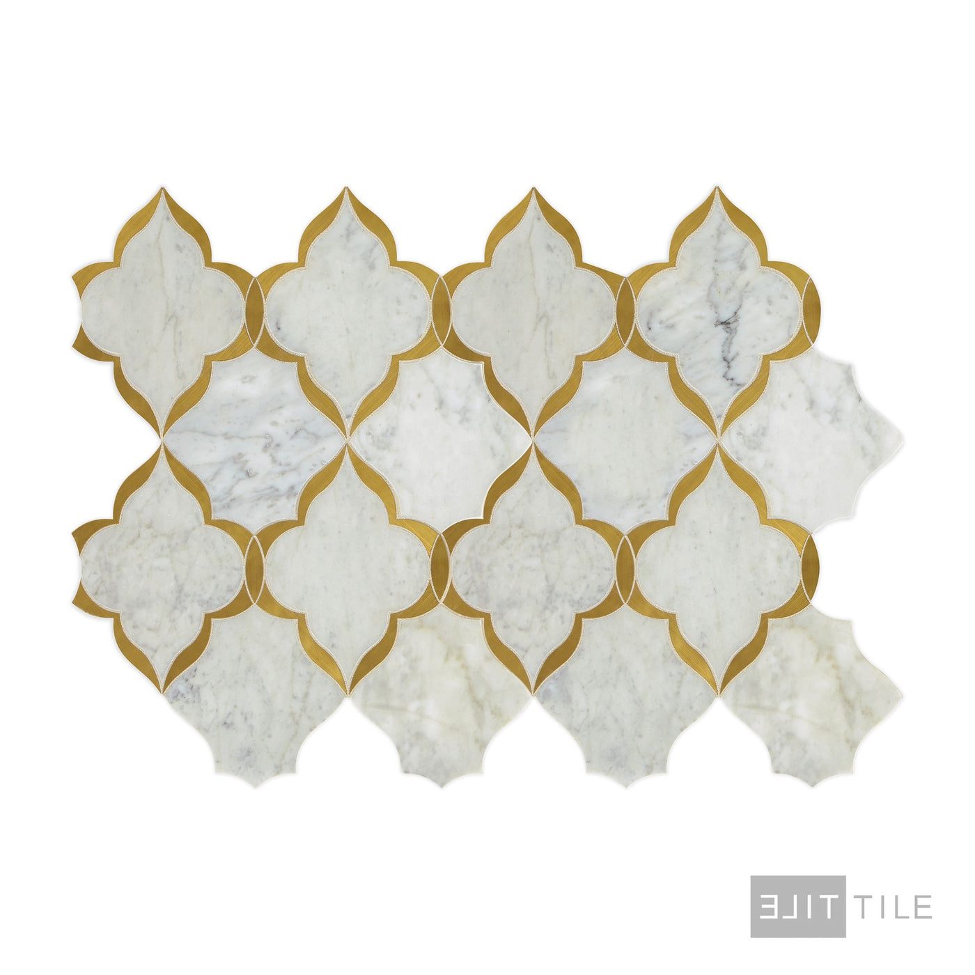 Lavaliere Natural Stone Mosaic 13X9 Carrara White/ Brass Polished