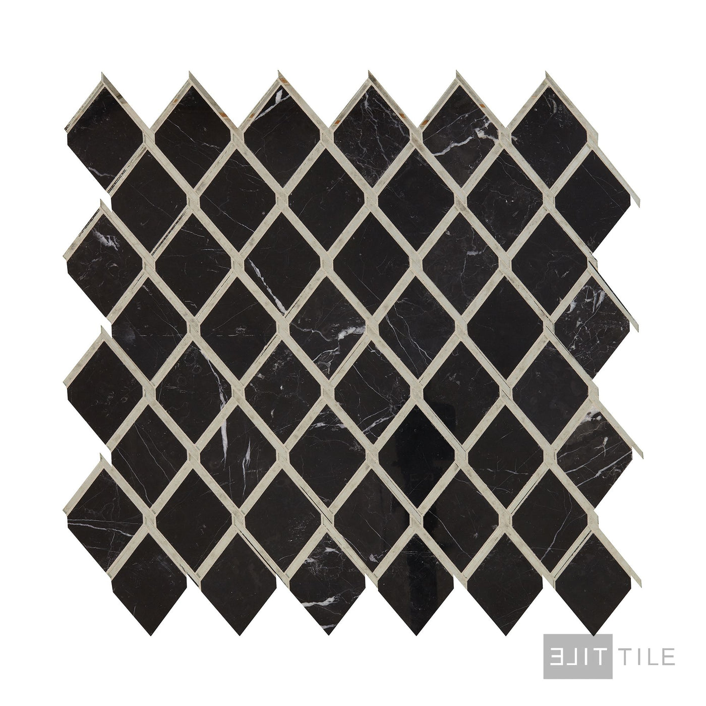 Lavaliere Natural Stone Mosaic 14X14 Nero Marquina /Antique Mirror Polished