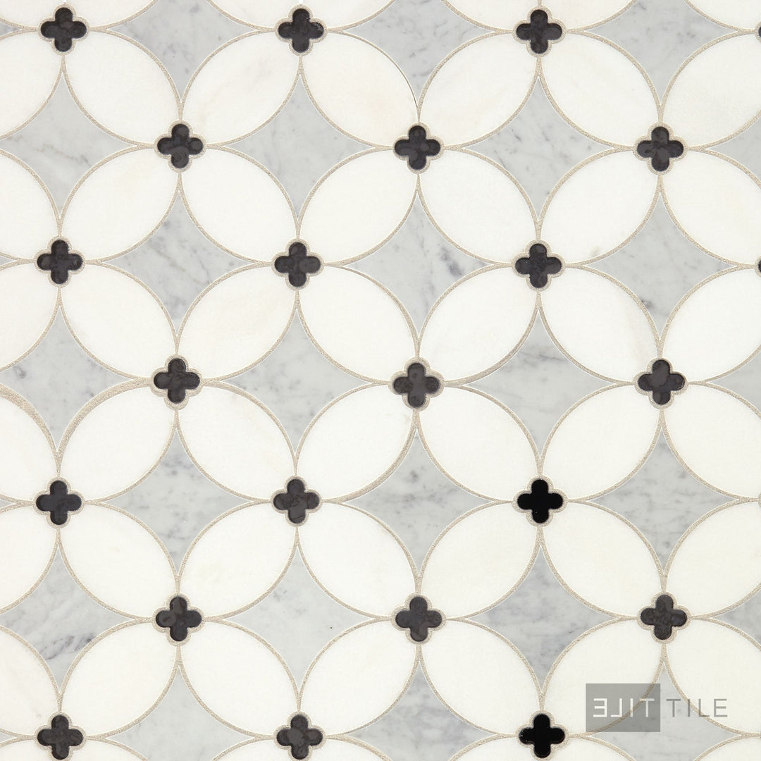 Lavaliere Natural Stone Mosaic 14X14 Carrara/Thassos/Blk Ant