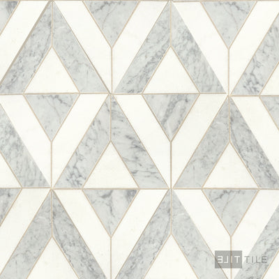 Lavaliere Natural Stone Mosaic 18X10 Carrara White/Thassos White Honed