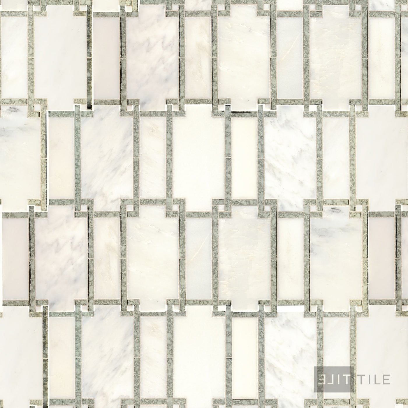 Lavaliere 9X15 Natural Stone Mosaic 9X15 First Snow Elegance/Ant Mirror Polished