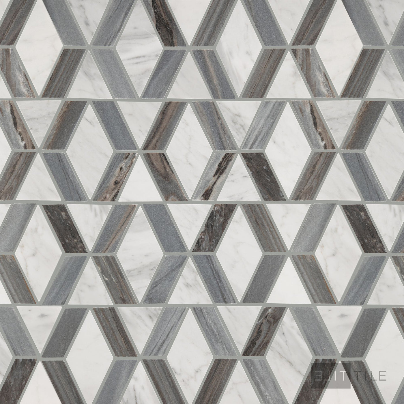 Perfit Mosaix Natural Stone Mosaic 18X12 Ashen Palissandro & Carrara Wh Polished