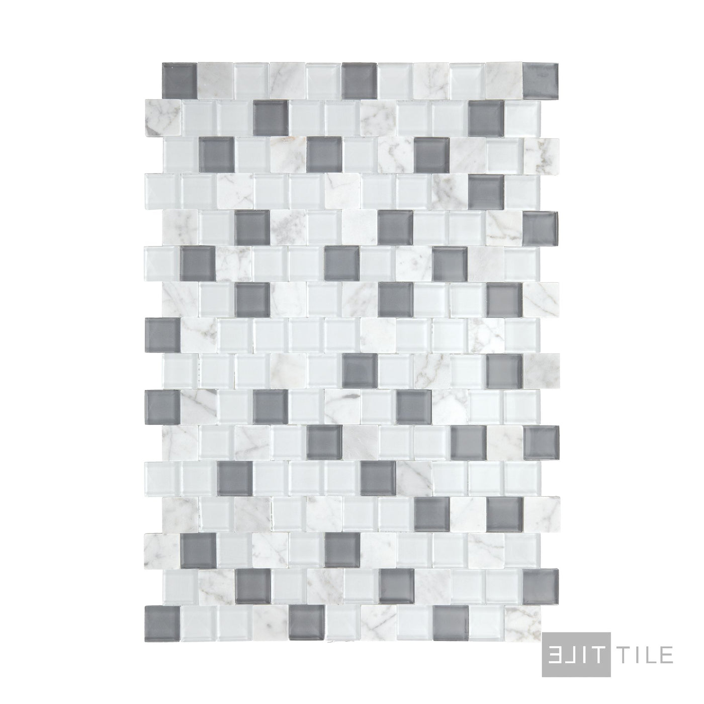 Perfit Mosaix 1X1 Natural Stone Mosaic 18X12 White Carrara & Glass Polished