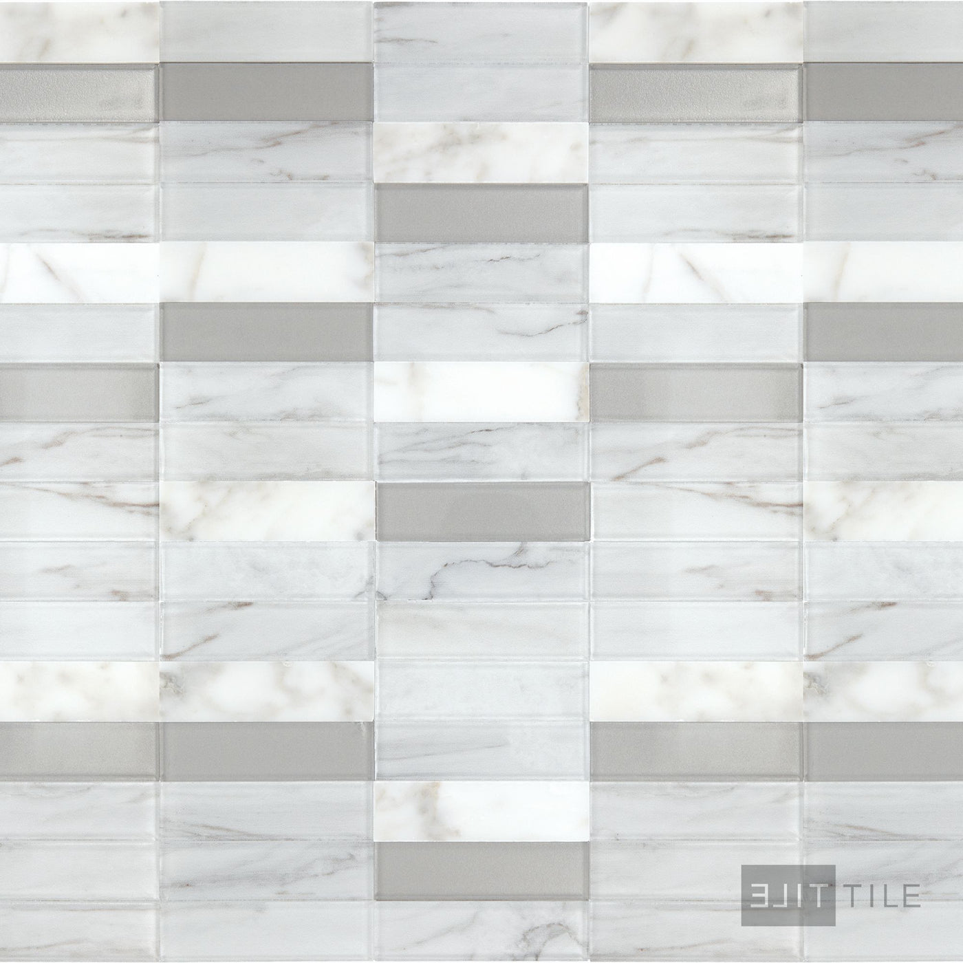 Perfit Mosaix 1X4 Natural Stone Mosaic 18X12 White Carrara & Glass Polished