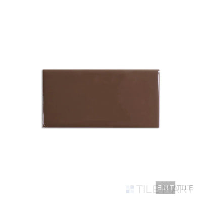 Color Wheel Ceramic Wall Tile 3X6 Artisan Brown Glossy