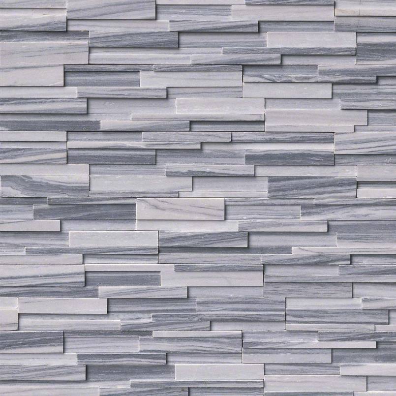 Rockmount 3D Marble Stacked Stone Panel 6X24 Gray Honed