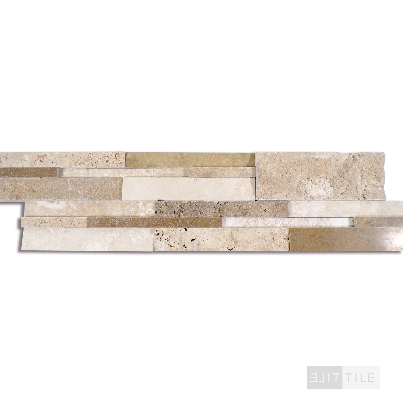 Rockmount Travertine Stacked Stone Panel 6X24 Casa Blend Multi Finish