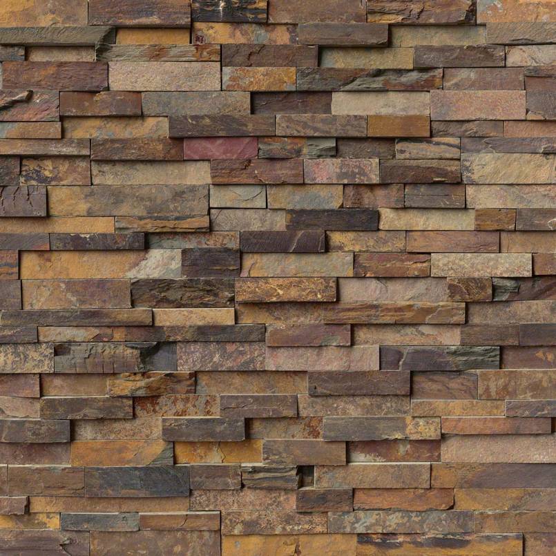 Rockmount Slate Stacked Stone Panel 6X24 California Gold Splitface