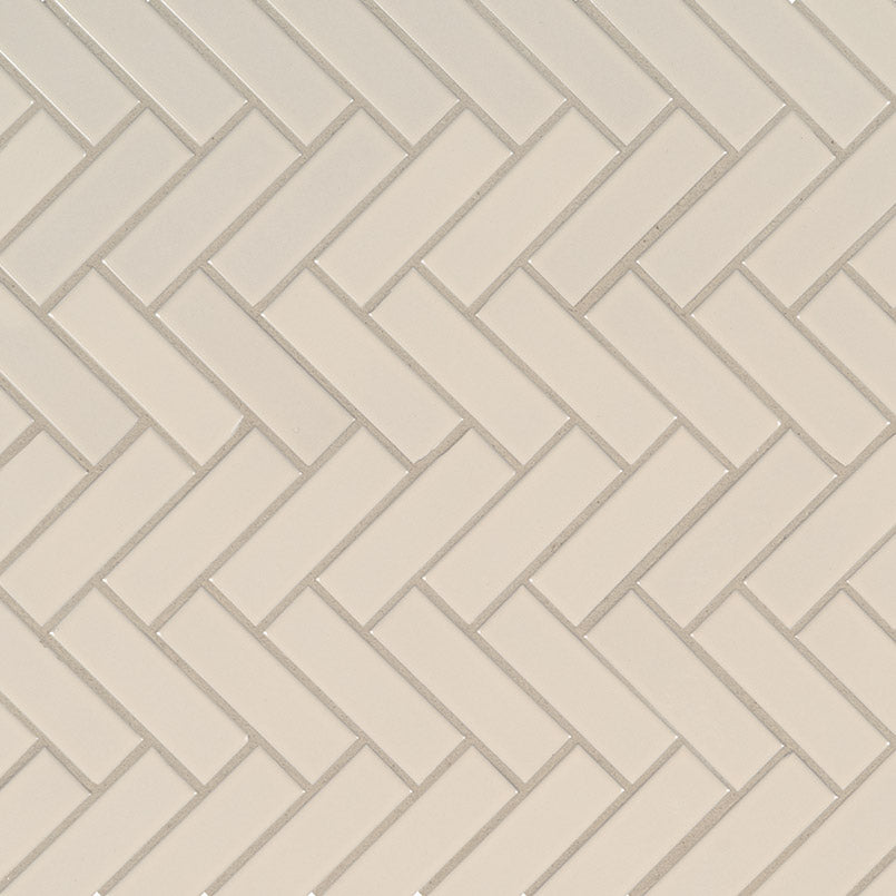 Domino Herringbone Porcelain Mosaic 1X3 Almond Glossy