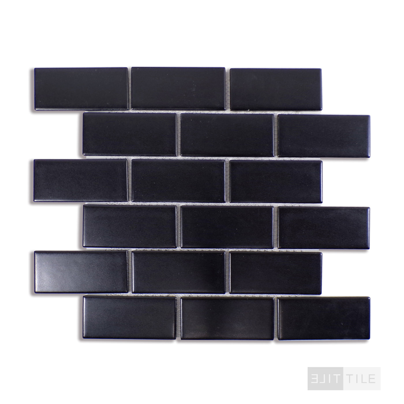 Domino 2X4 Porcelain Mosaic 12X12 Black Matte