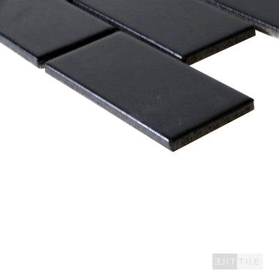 Domino 2X4 Porcelain Mosaic 12X12 Black Matte