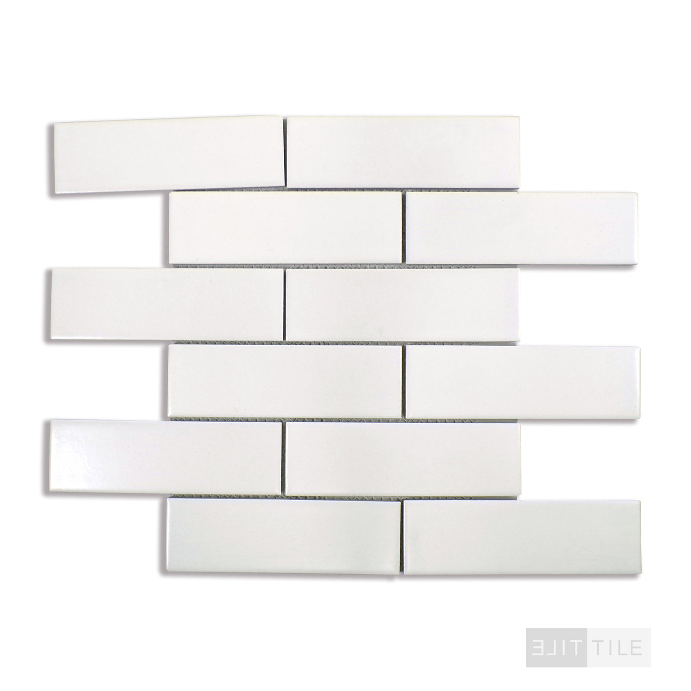 Domino 2X4 Porcelain Mosaic 12X12 White Glossy