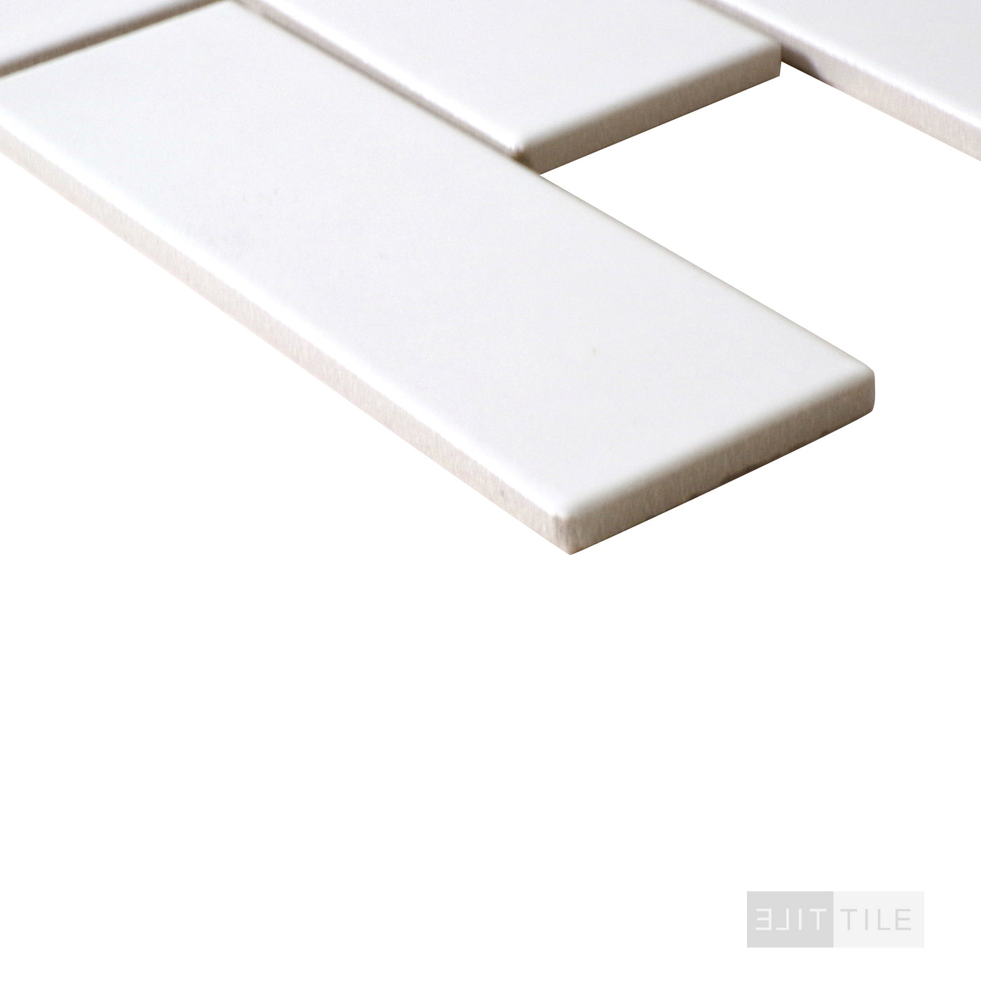 Domino 2X4 Porcelain Mosaic 12X12 White Glossy