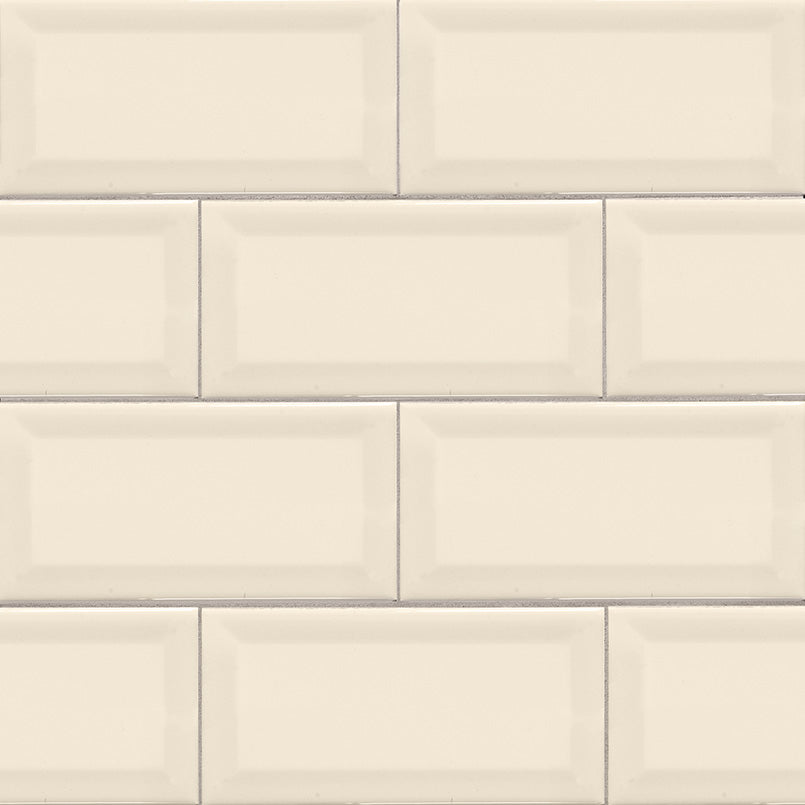 Domino Beveled Porcelain Subway Tile 3X6 Almond Glossy