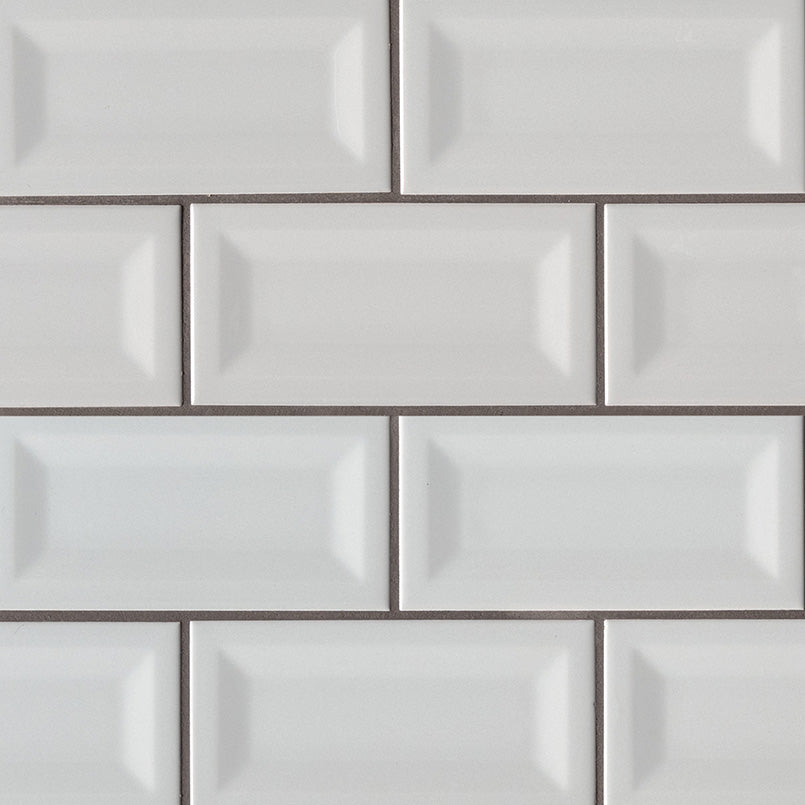 Domino Inverted Bevel Porcelain Subway Tile 3X6 Gray Glossy