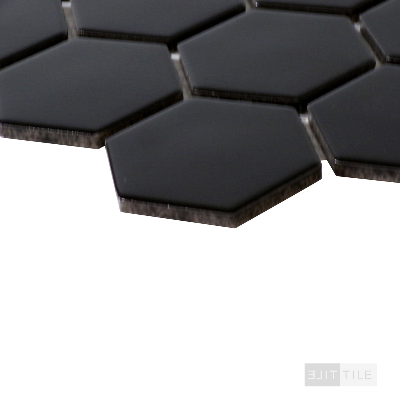 Domino 2" Hexagon Porcelain Mosaic 12X12 Black Matte