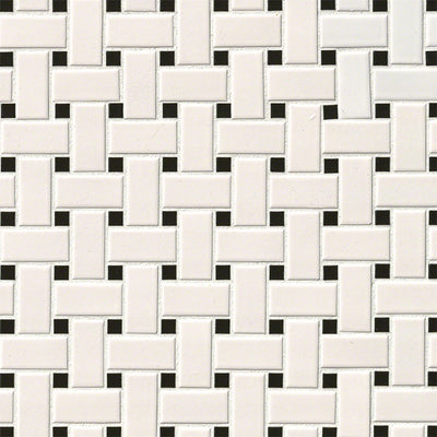 Domino Basketweave Porcelain Mosaic 12X12 Black & White Matte