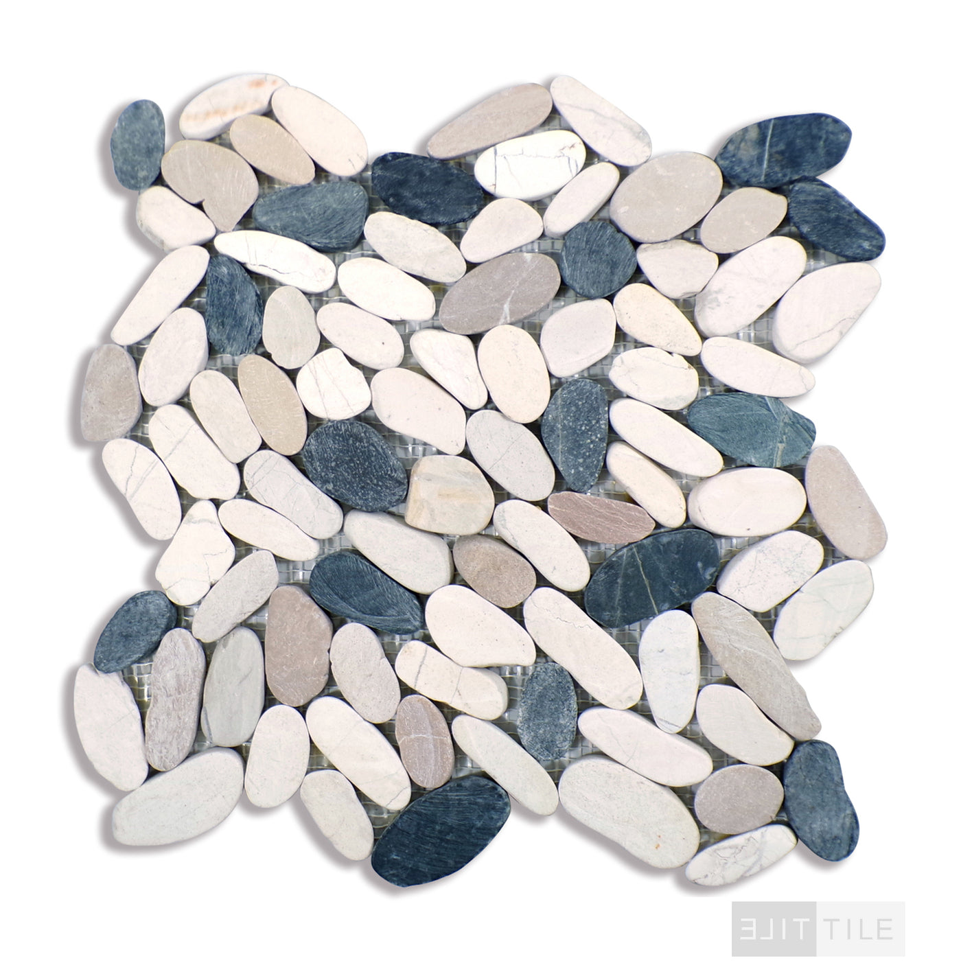 Domino Pebbles Porcelain Mosaic 12X12 Black & White Tumbled