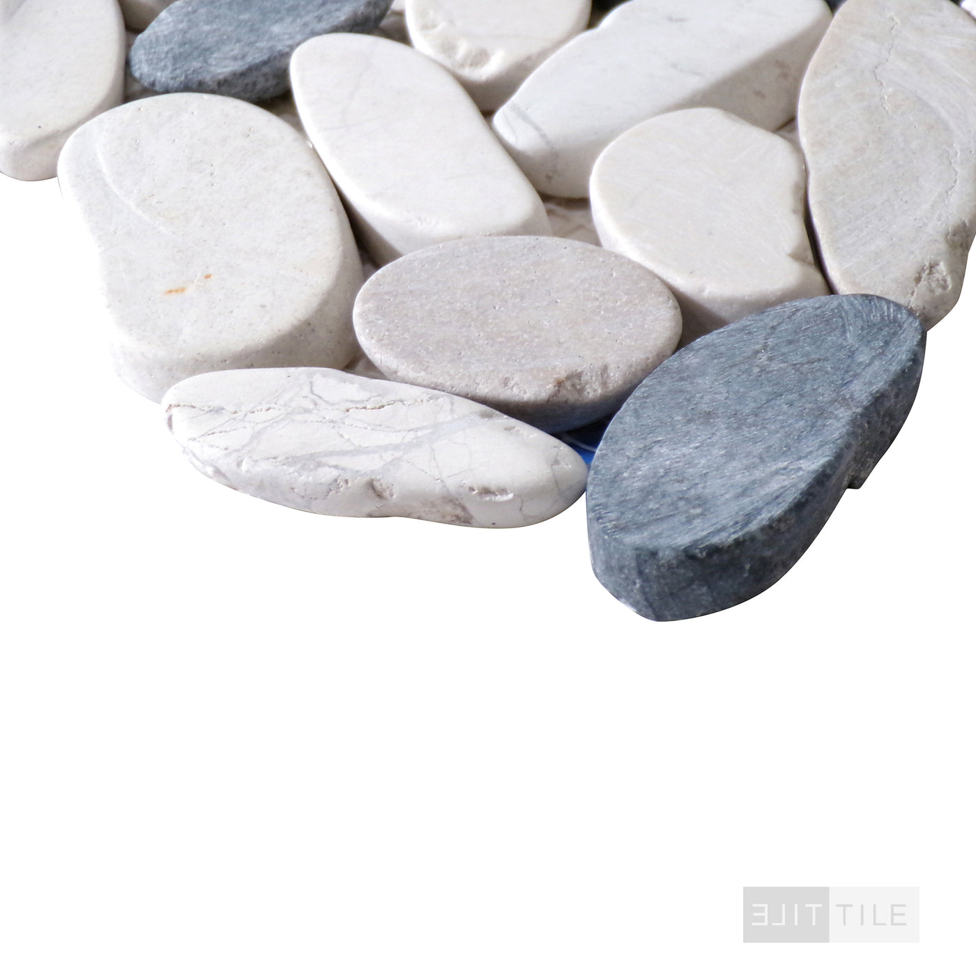 Domino Pebbles Porcelain Mosaic 12X12 Black & White Tumbled