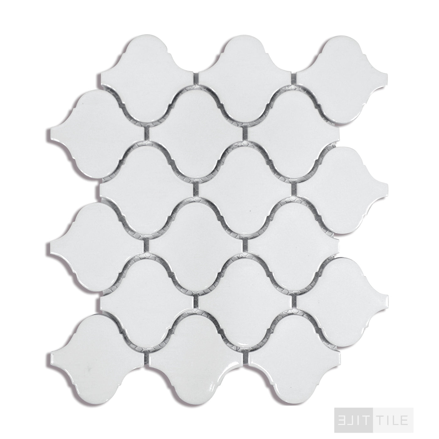 Domino Arabesque Porcelain Mosaic Misc. Gray Glossy