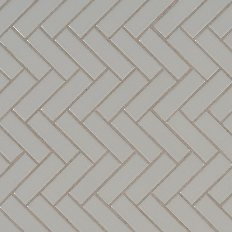 Domino Herringbone Porcelain Mosaic Misc. Gray Glossy