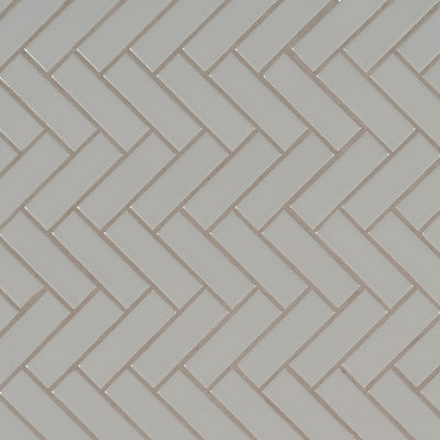 Domino Herringbone Porcelain Mosaic Misc. Gray Glossy