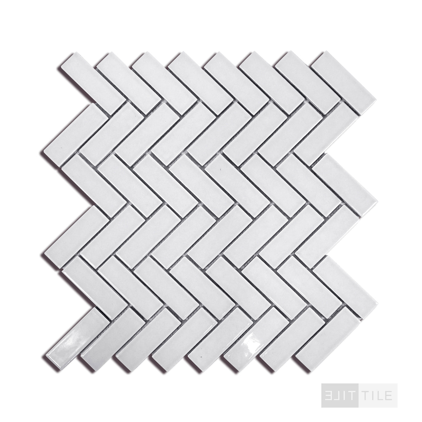 Domino Herringbone Porcelain Mosaic Misc. Gray Glossy