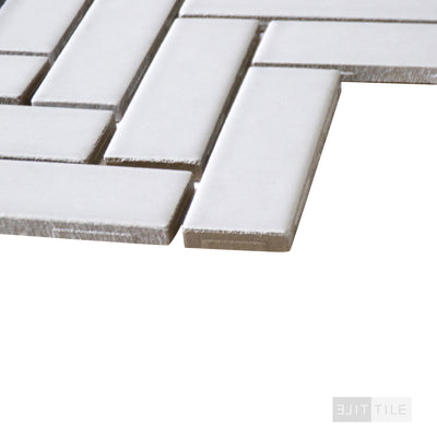 Domino Herringbone Porcelain Mosaic Misc. Gray Glossy