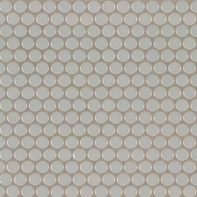 Domino Penny Round Porcelain Mosaic Misc. Gray Glossy