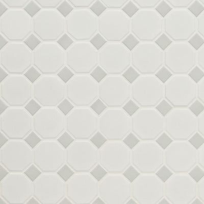 Domino 2" Octagon Porcelain Mosaic Pattern Gray & White Matte