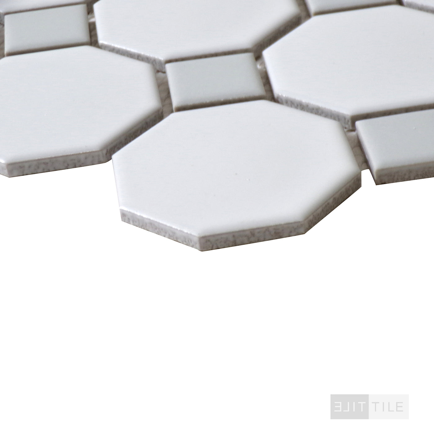 Domino 2" Octagon Porcelain Mosaic Pattern Gray & White Matte