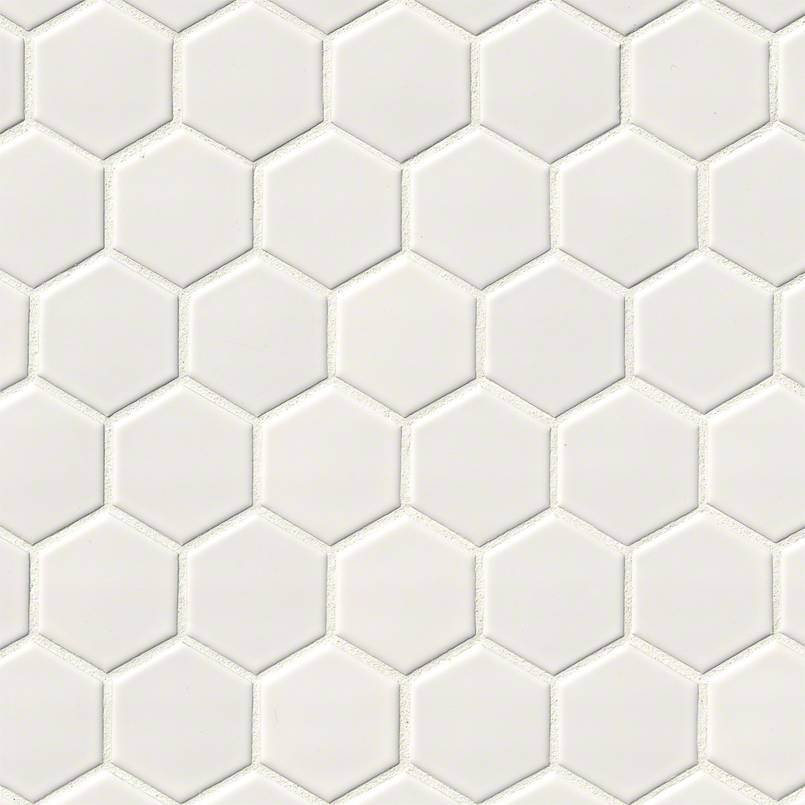 Domino 2" Hexagon Porcelain Mosaic Misc. White Glossy