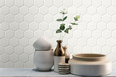 Domino 2" Hexagon Porcelain Mosaic Misc. White Matte