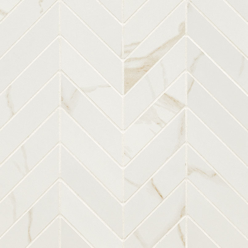 Eden Chevron Porcelain Mosaic 12X15 Calacatta Matte