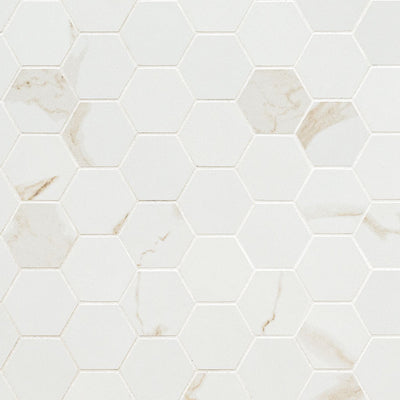 Eden 2X2 Hexagon Porcelain Mosaic 12X12 Calacatta Matte