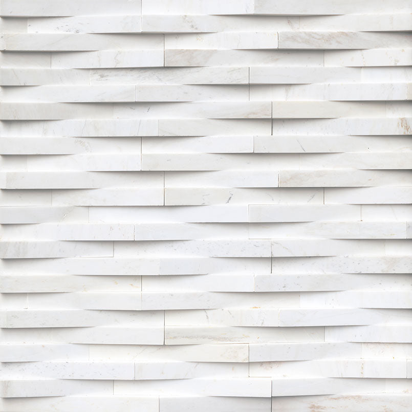 Rockmount Marble Stacked Stone Panel 6X24 Cosmic White Honed