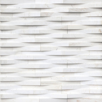 Rockmount Marble Stacked Stone Panel 6X24 Cosmic White Honed