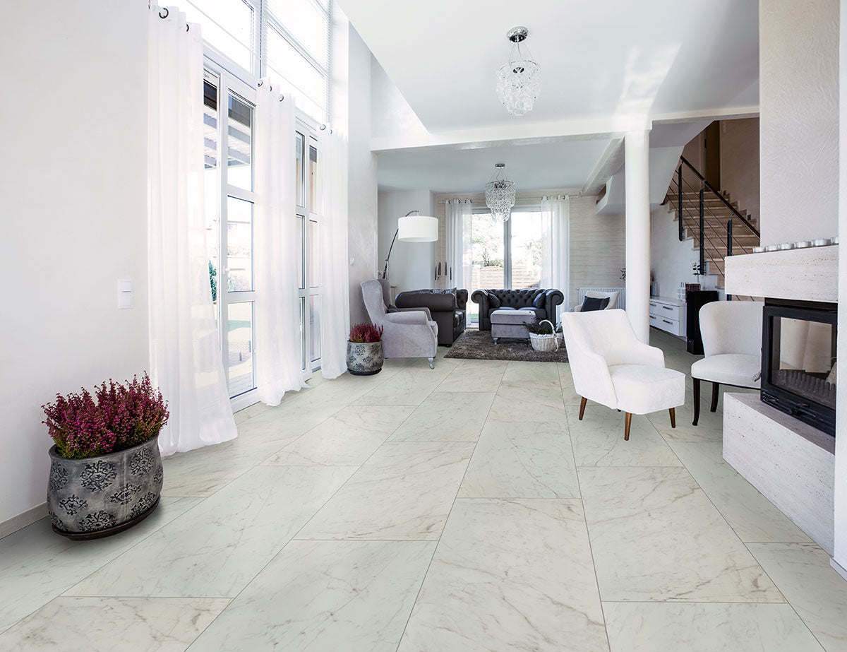 Kaya Porcelain Field Tile 24X48 Carrara Bianco Polished